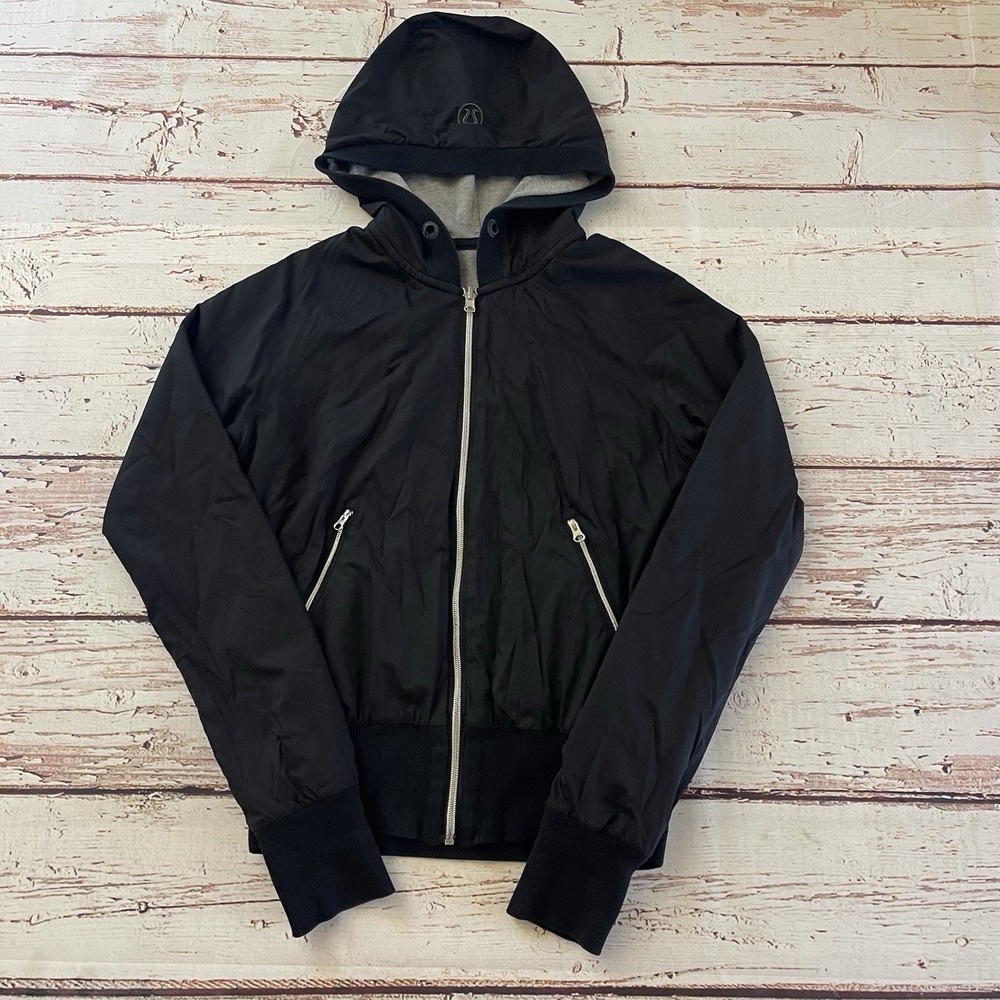 Lululemon Swell Reversible Hooded Jacket Women's 6 Gray Black Full Zip Hoodie